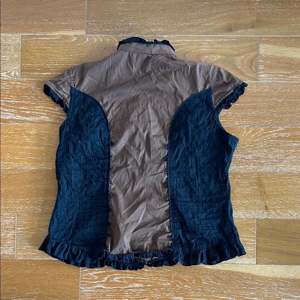 Shawna Hofmann Brown and Black Button Down Shirt western top - Picture 3 of 3